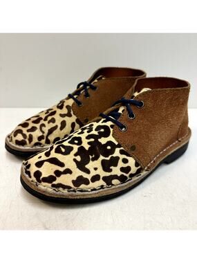 VGUC Brother Vellies Erongo Leopard Print Leather Handmade South Africa W 8 M 6